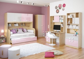 Детская комната Грэйси (Розовый/Серый/корпус Клен) в Шушенском - shushenskoe.mebel54.com | фото