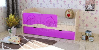 Друзья Кровать детская 2 ящика 1.6 Фиолетовый глянец в Шушенском - shushenskoe.mebel54.com | фото