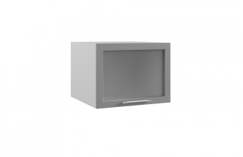 Гарда ГВПГС 600 шкаф верхний горизонтальный глубокий со стеклом высокий (Белый Эмалит/корпус Серый) в Шушенском - shushenskoe.mebel54.com | фото