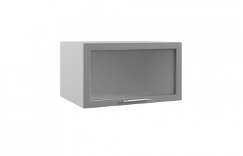 Гарда ГВПГС 800 шкаф верхний горизонтальный глубокий со стеклом высокий (Белый Эмалит/корпус Серый) в Шушенском - shushenskoe.mebel54.com | фото