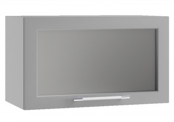 Гарда ПГС 600 шкаф верхний горизонтальный со стеклом (Белый Эмалит/корпус Серый) в Шушенском - shushenskoe.mebel54.com | фото