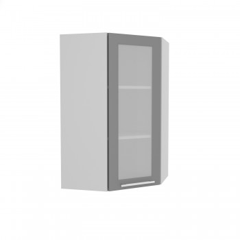 Гарда ВПУС 550 шкаф верхний угловой со стеклом высокий (Белый Эмалит/корпус Серый) в Шушенском - shushenskoe.mebel54.com | фото