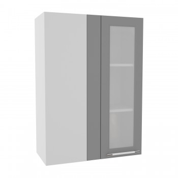 Гарда ВПУС 650 шкаф верхний угловой со стеклом высокий (Белый Эмалит/корпус Серый) в Шушенском - shushenskoe.mebel54.com | фото