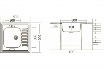 Комплект "Юкинокс" мойка STD600.600-4C 0R, смеситель UM1302, выпуск СКМГ, крепёж КНМ в Шушенском - shushenskoe.mebel54.com | фото