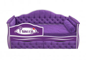 Кровать 160 серии Иллюзия 2 ящика 32 Фиолетовый (мягкие боковые накладки/подушка валик) в Шушенском - shushenskoe.mebel54.com | фото