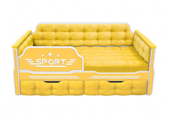 Кровать 160 серии Спорт 2 ящика 74 Жёлтый (мягкие боковые накладки) в Шушенском - shushenskoe.mebel54.com | фото