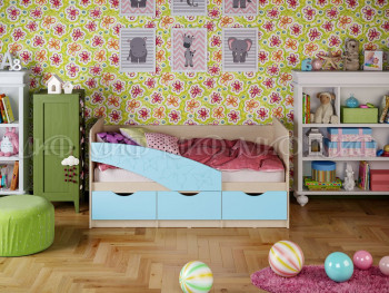 Кровать Бабочки 1,6м (Голубой матовый) в Шушенском - shushenskoe.mebel54.com | фото