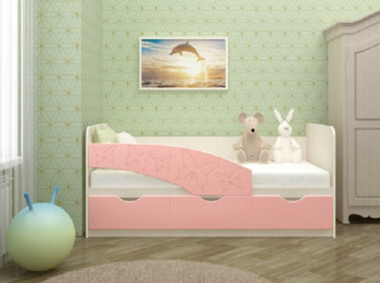 Кровать Бабочки 1,6м (Розовый металлик) в Шушенском - shushenskoe.mebel54.com | фото