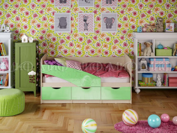 Кровать Бабочки 1,6м (Салатовый металлик) в Шушенском - shushenskoe.mebel54.com | фото