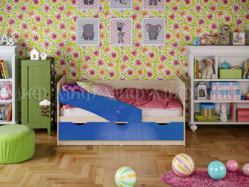 Кровать Бабочки 1,6м (Синий металлик) в Шушенском - shushenskoe.mebel54.com | фото