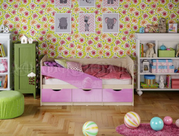 Кровать Бабочки 1,6м (Сиреневый металлик) в Шушенском - shushenskoe.mebel54.com | фото