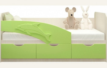 Кровать детская 1,6м Дельфин (Салатовый металлик) в Шушенском - shushenskoe.mebel54.com | фото