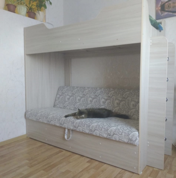 Кровать двухъярусная с диваном (Беленый дуб) в Шушенском - shushenskoe.mebel54.com | фото