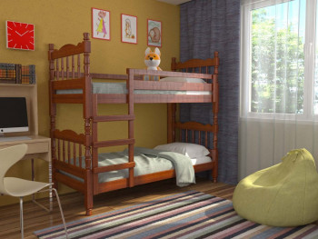 Кровать двухъярусная Соня из массива сосны 800*1890 Орех в Шушенском - shushenskoe.mebel54.com | фото