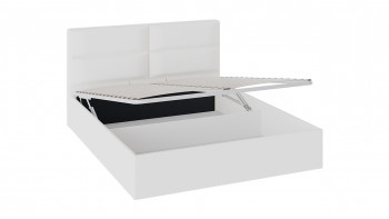 Кровать «Глосс» с мягкой обивкой и подъемным механизмом тип 1 (1600) (Белая) в Шушенском - shushenskoe.mebel54.com | фото