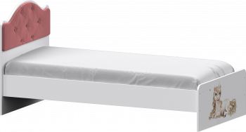 Кровать Каспер с мягкой спинкой и фотопечатью (800х1900)Белый/Светло-розовый в Шушенском - shushenskoe.mebel54.com | фото