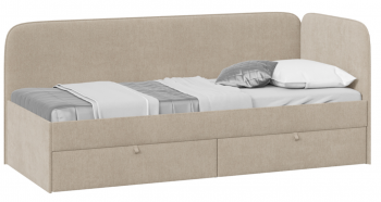 Кровать «Молли» с мягкой обивкой (900) тип 1 (Микровелюр Scandi Cream 03) в Шушенском - shushenskoe.mebel54.com | фото