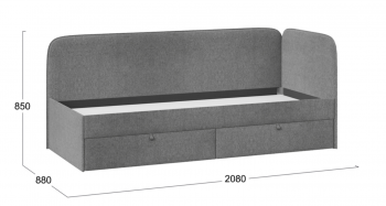 Кровать «Молли» с мягкой обивкой (900) тип 1 (Микровелюр Scandi Graphite 22) в Шушенском - shushenskoe.mebel54.com | фото