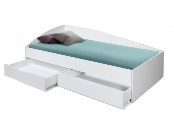 Кровать одинарная "Фея - 3" (асимметричная) (2000х900) New/(белый / белый / ДВПО белый) в Шушенском - shushenskoe.mebel54.com | фото
