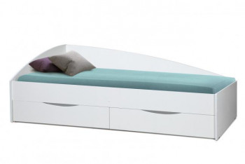 Кровать одинарная "Фея - 3" (асимметричная) (2000х900) New/(белый / белый / ДВПО белый) в Шушенском - shushenskoe.mebel54.com | фото