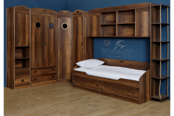 Кровать с 2-мя ящиками «Навигатор» (Дуб Каньон) в Шушенском - shushenskoe.mebel54.com | фото