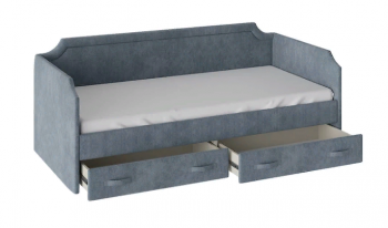 Кровать с мягкой обивкой и ящиками «Кантри» Тип 1 (900) (Замша синяя) в Шушенском - shushenskoe.mebel54.com | фото