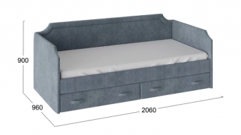 Кровать с мягкой обивкой и ящиками «Кантри» Тип 1 (900) (Замша синяя) в Шушенском - shushenskoe.mebel54.com | фото