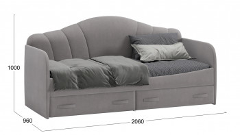 Кровать с мягкой спинкой и ящиками «Сабрина» 900 Светло-серый в Шушенском - shushenskoe.mebel54.com | фото