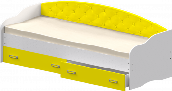 Кровать Софа-7 с мягкой спинкой (800х1900) Белый/Желтый в Шушенском - shushenskoe.mebel54.com | фото