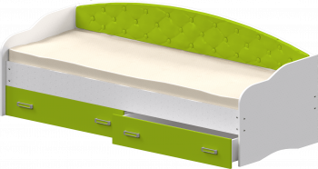 Кровать Софа-7 с мягкой спинкой (800х1900) Белый/Лайм в Шушенском - shushenskoe.mebel54.com | фото