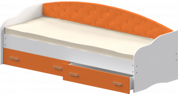 Кровать Софа-7 с мягкой спинкой (800х1900) Белый/Оранжевый в Шушенском - shushenskoe.mebel54.com | фото
