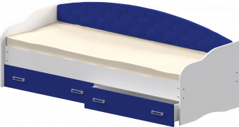 Кровать Софа-7 с мягкой спинкой (800х1900) Белый/Синий в Шушенском - shushenskoe.mebel54.com | фото