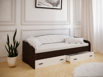 Кровать Софа-7 с мягкой спинкой (800х2000) Венге/ Белый в Шушенском - shushenskoe.mebel54.com | фото
