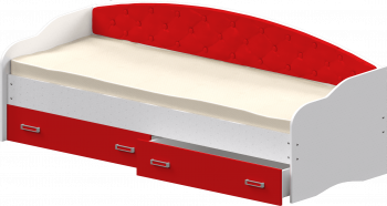 Кровать Софа-8 с мягкой спинкой (900х1900) Белый/Красный в Шушенском - shushenskoe.mebel54.com | фото