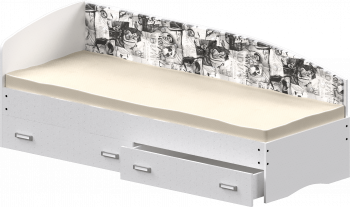 Кровать Софа-9 с мягкой спинкой с рисунком Милана (900х1900) Белый в Шушенском - shushenskoe.mebel54.com | фото