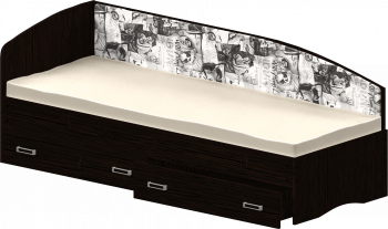 Кровать Софа-9 с мягкой спинкой с рисунком Милана (900х1900) Венге в Шушенском - shushenskoe.mebel54.com | фото