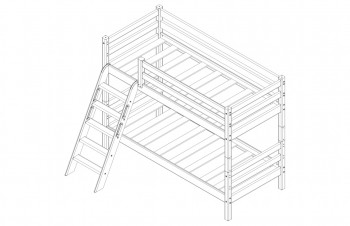 Кровать Соня вариант 12 низкая с наклонной лестницей Белый полупрозрачный в Шушенском - shushenskoe.mebel54.com | фото
