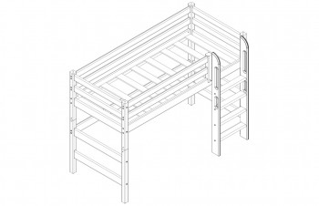 Кровать Соня вариант 5 полувысокая с прямой лестницей белый полупрозрачный в Шушенском - shushenskoe.mebel54.com | фото