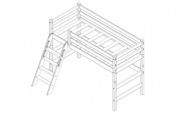Кровать Соня вариант 6 полувысокая с наклонной лестницей Лаванда в Шушенском - shushenskoe.mebel54.com | фото