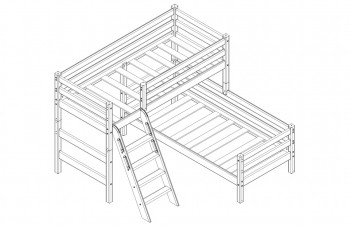Кровать Соня вариант 8 угловая с наклонной лестницей Белый полупрозрачный в Шушенском - shushenskoe.mebel54.com | фото