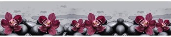 Кухонный фартук КМ 14 Орхидея Цветы Камни в Шушенском - shushenskoe.mebel54.com | фото