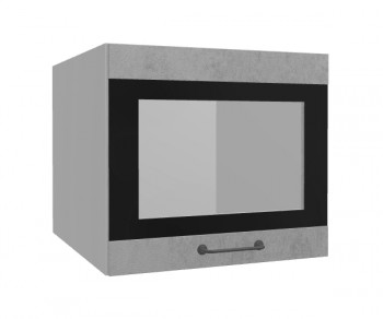 Лофт ВПГСФ 500 шкаф верхний горизонтальный со стеклом высокий с фотопечатью (Бетон светлый/корпус Серый) в Шушенском - shushenskoe.mebel54.com | фото