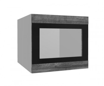 Лофт ВПГСФ 500 шкаф верхний горизонтальный со стеклом высокий с фотопечатью (Дуб бурый/корпус Серый) в Шушенском - shushenskoe.mebel54.com | фото