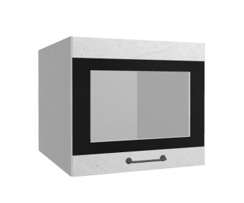 Лофт ВПГСФ 500 шкаф верхний горизонтальный со стеклом высокий с фотопечатью (Штукатурка белая/корпус Серый) в Шушенском - shushenskoe.mebel54.com | фото