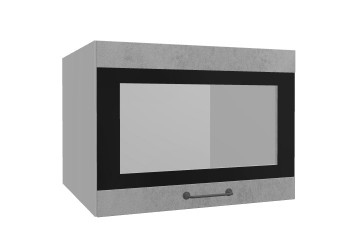 Лофт ВПГСФ 600 шкаф верхний горизонтальный со стеклом высокий с фотопечатью (Бетон светлый/корпус Серый) в Шушенском - shushenskoe.mebel54.com | фото