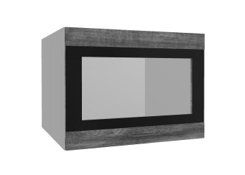 Лофт ВПГСФ 600 шкаф верхний горизонтальный со стеклом высокий с фотопечатью (Дуб бурый/корпус Серый) в Шушенском - shushenskoe.mebel54.com | фото