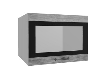 Лофт ВПГСФ 600 шкаф верхний горизонтальный со стеклом высокий с фотопечатью (Дуб майский/корпус Серый) в Шушенском - shushenskoe.mebel54.com | фото