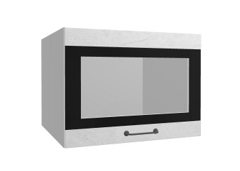 Лофт ВПГСФ 600 шкаф верхний горизонтальный со стеклом высокий с фотопечатью (Штукатурка белая/корпус Серый) в Шушенском - shushenskoe.mebel54.com | фото