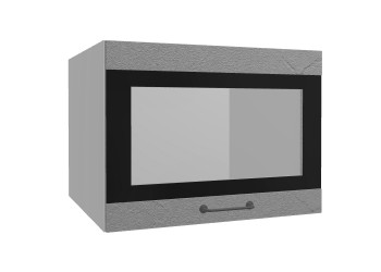 Лофт ВПГСФ 600 шкаф верхний горизонтальный со стеклом высокий с фотопечатью (Штукатурка серая/корпус Серый) в Шушенском - shushenskoe.mebel54.com | фото