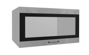 Лофт ВПГСФ 800 шкаф верхний горизонтальный со стеклом высокий с фотопечатью (Бетон светлый/корпус Серый) в Шушенском - shushenskoe.mebel54.com | фото